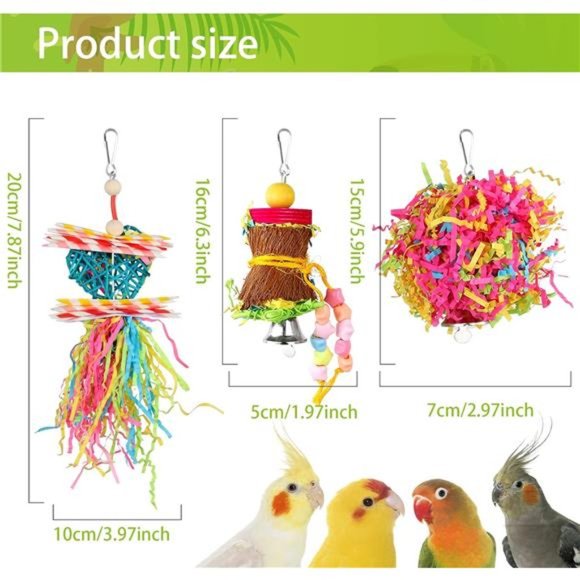 4 Pack Bird Shredder Toys Small Parrot Chewing Toys Parrot Cage Foraging Hanging - Picture 2 of 7